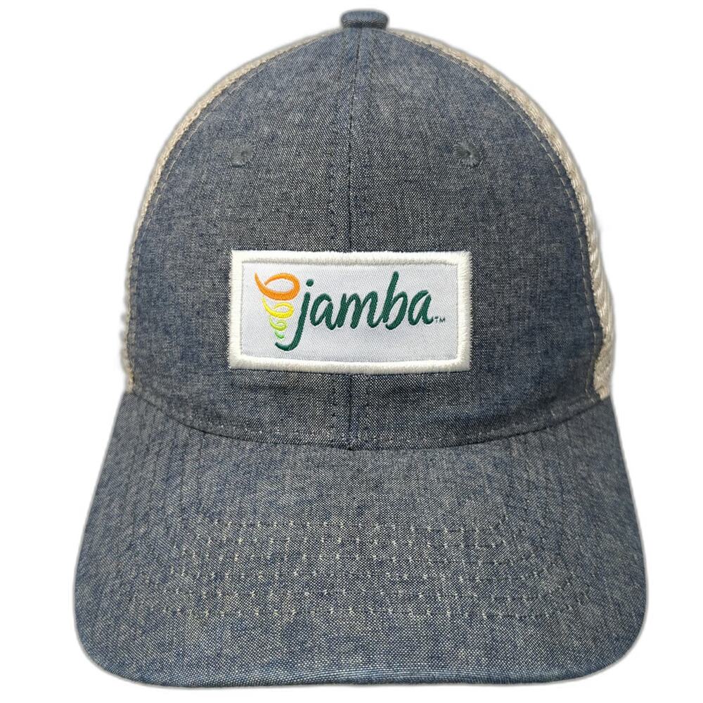 The Icebox Trucker Hat Blue One Size Jamba Denim Mesh Back Snapback Logo Hat